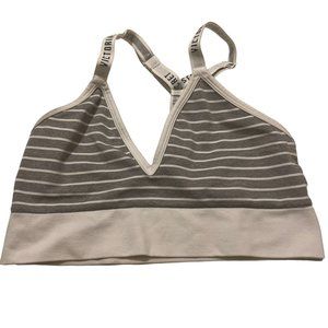 Victoria’s Secret Gray and White Striped Bralette Medium NWOT